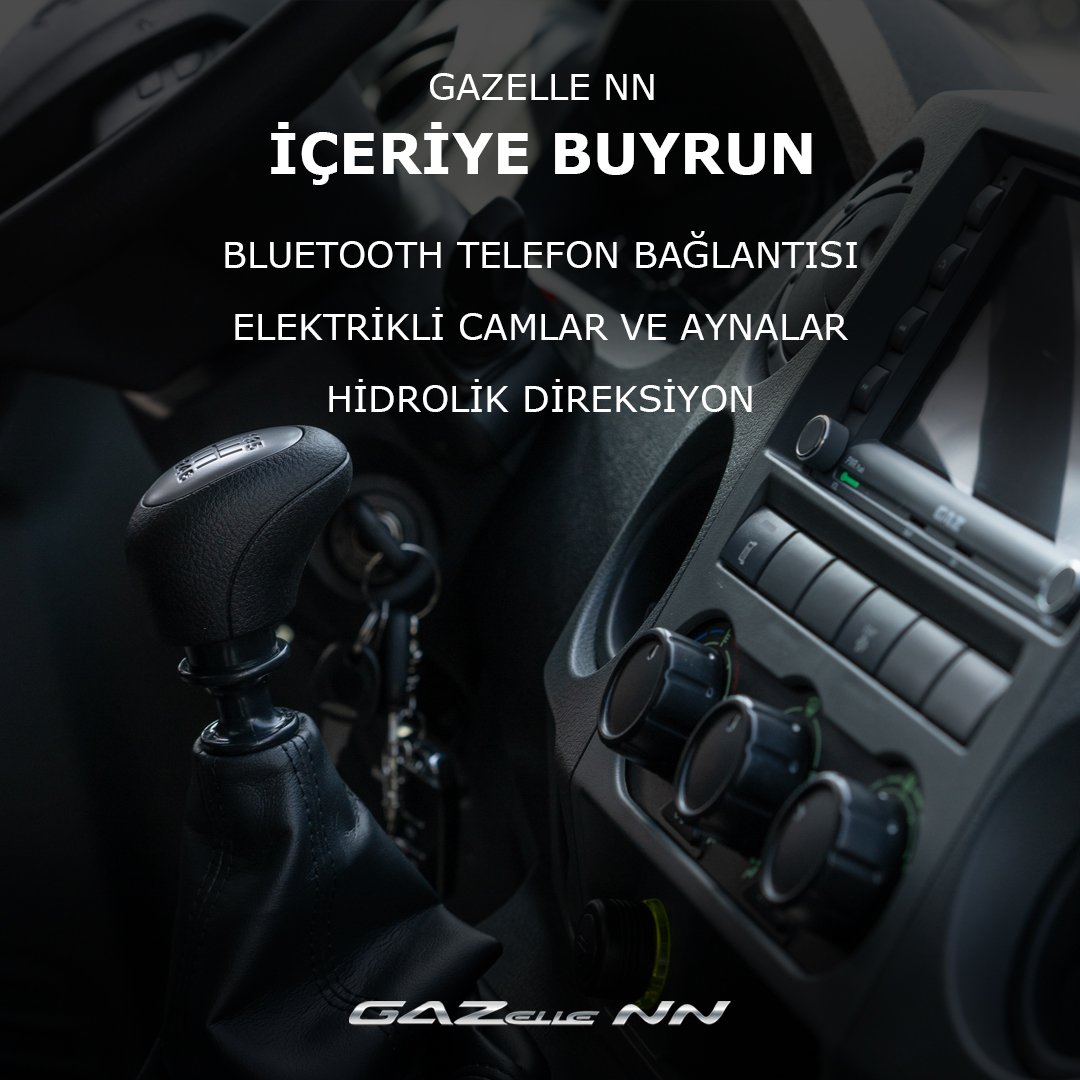 GazTurkiyeTR's tweet photo. Yeni Gazelle NN İçeriye Buyrun.
Bluetooth telefon bağlantısı, elektrikli camlar ve aynalar, hidrolik direksiyon

GAZelle NN Ticaretin Kazananı Siz Olun.
➖➖➖➖➖➖➖
🌍 https://t.co/2pzafDhvwX
👍 @gazturkiyetr

#GAZTürkiye #Gaz
#GAZelleNN #GAZelleNEXT... https://t.co/E0ISpi7IKH
