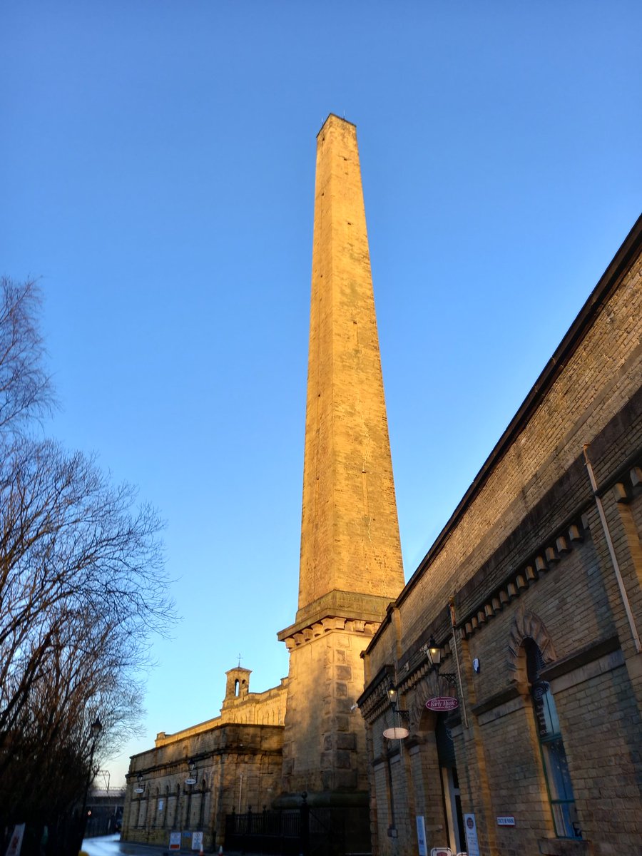 The glory of Salts Mill chimney in the January morning sunshine #saltsmill #saltaire #sunshine