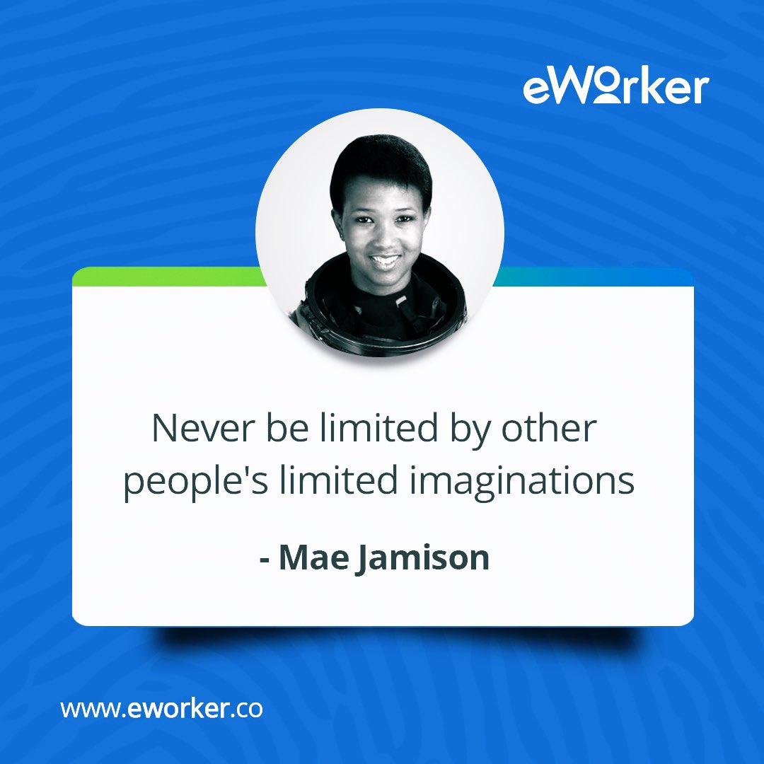 eworker_co's tweet photo. Never be limited by other people's limited imaginations.
Dr. Mae Jemison @maejemison
#eworker #mondaymotivation https://t.co/sZxbaPRdWM