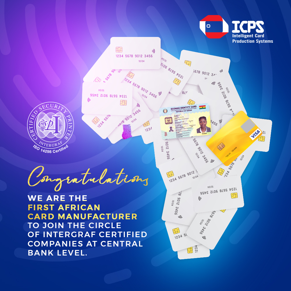 MarginsGroup's tweet photo. We are proud to annouce that Intelligent Card Production Systems, a subsidiary of Margins Group, is the first African card manufacturing company to join the circle of Intergraf Certified companies at the Central Bank Level! https://t.co/RyoFsnt7iH