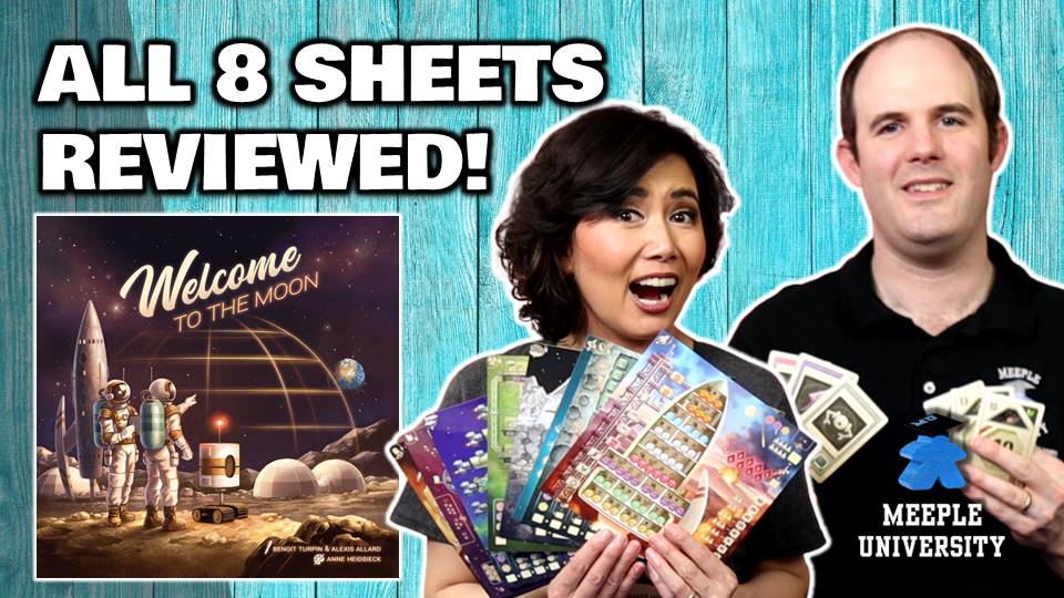 MeepleU's tweet image. All 8 sheets! We've played all of the sheets on #WelcomeToTheMoon and we'll share you review, comparison and overview of how they all play, so THE WHOLE LOT 😆 😍.
Check it out which maps are the favorites/not 😮
youtu.be/Gs5TH5180vk
#bluecockergames @VR_Distribution