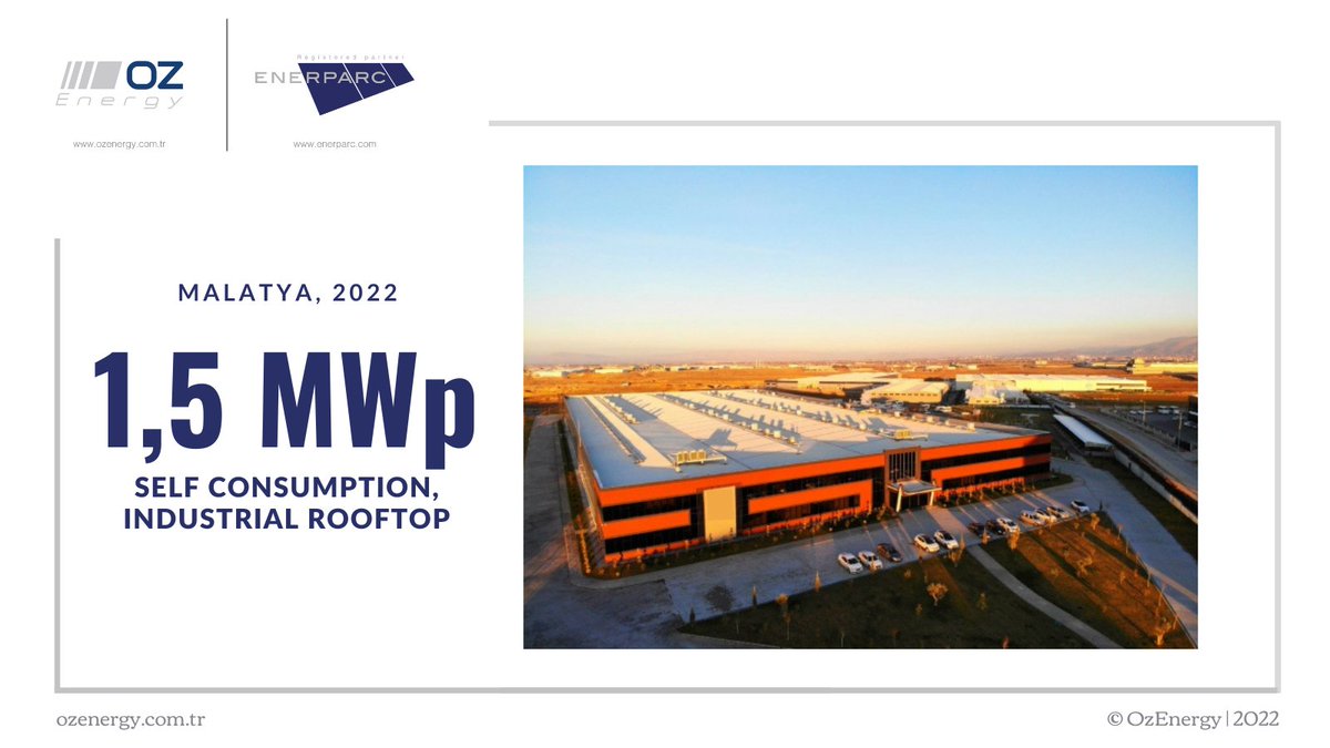oz_energy's tweet photo. The first PV Project of 2022, at a glance;

Location: Malatya, Turkiye

Capacity: 1,5 MWp

Type: Self Consumption/ Industrial Rooftop

#OzEnergy #enerji #solar #elektrik #üretim https://t.co/QDvv0EADBn