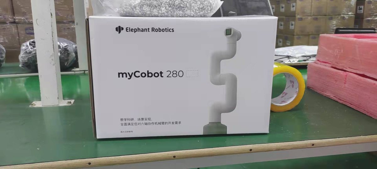 CobotMy's tweet photo. New package? #myCobot #robot_arm #newyear_newpackage #M5Stack @elephantrobotic https://t.co/J2oNSwaUE7