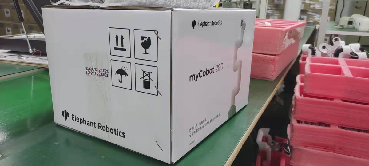 CobotMy's tweet photo. New package? #myCobot #robot_arm #newyear_newpackage #M5Stack @elephantrobotic https://t.co/J2oNSwaUE7