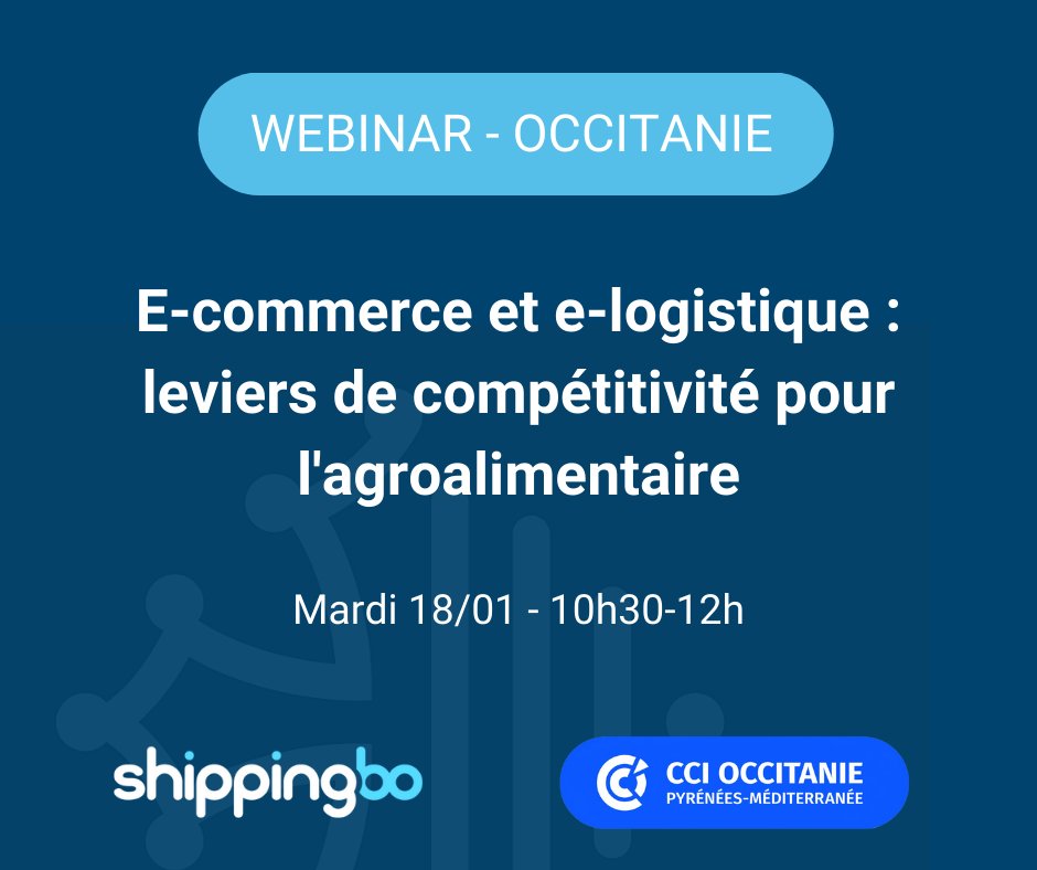 BoShipping's tweet photo. Vous êtes une entreprise du secteur agroalimentaire et souhaitez optimiser votre logistique e-commerce ? 👀
Inscrivez-vous au webinar "E-commerce et e-logistique : levier de compétitivité pour l’agroalimentaire" organisé par la @CCIoccitanie ce mardi 👉 https://t.co/BFz8OEpPHW https://t.co/k5orJr25Tt