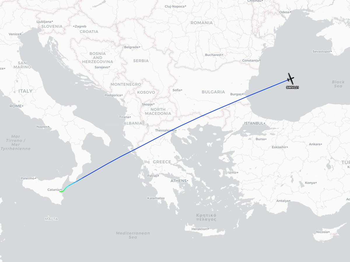 AircraftSpots's tweet photo. USAF MQ-9A callsign SWIVL21 round trip out of NAS Sigonella, Italy en route to the Black Sea for a reconnaissance mission. https://t.co/0BjT4saBiX