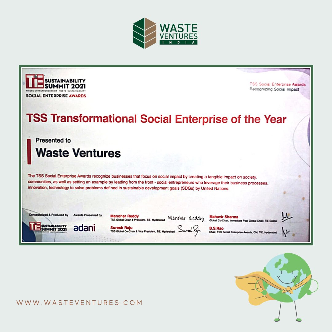 WasteVentures's tweet photo. Thank you @TiEHyderabad for recognising us. https://t.co/xiGLdsXBaw