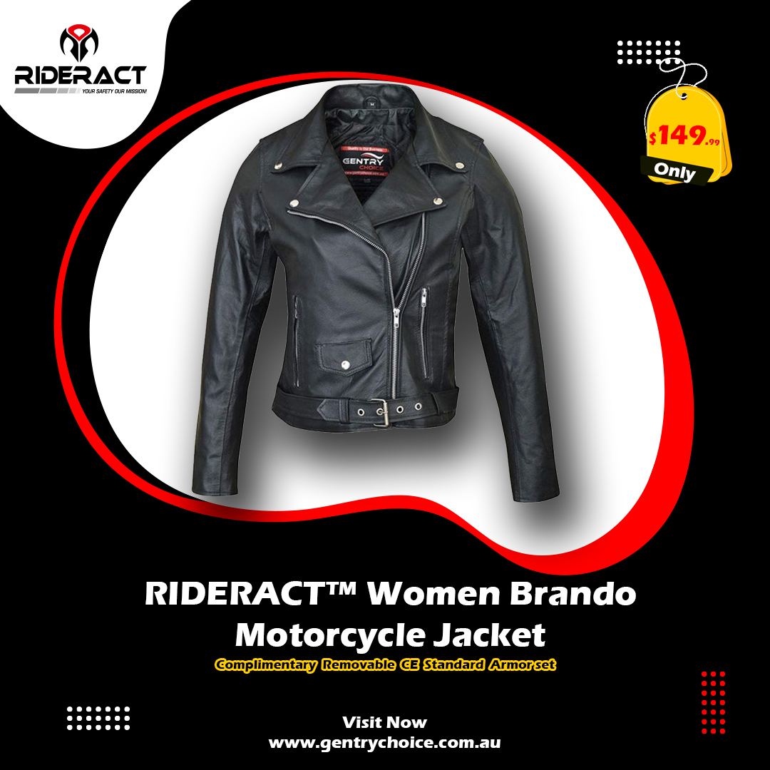 RIDERACT Vintage Jacket Brando Style Touring Distress Leather Motorcycle Jacket 