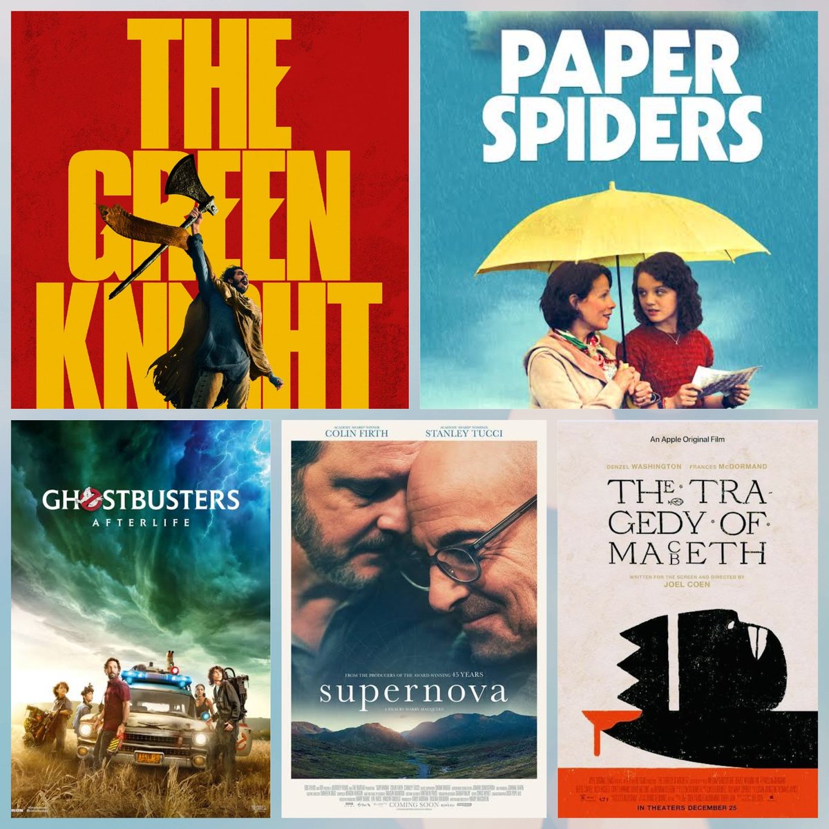 mikethexennial's tweet photo. Más cine en este fin de encierro. Por gusto quedan así:
1. #TheGreenKnight
2. #PaperSpiders 
3. #TheTragedyOfMacbeth 
4. #Supernova
5. #GhostbustersAfterlife https://t.co/P5G2ILgd3c