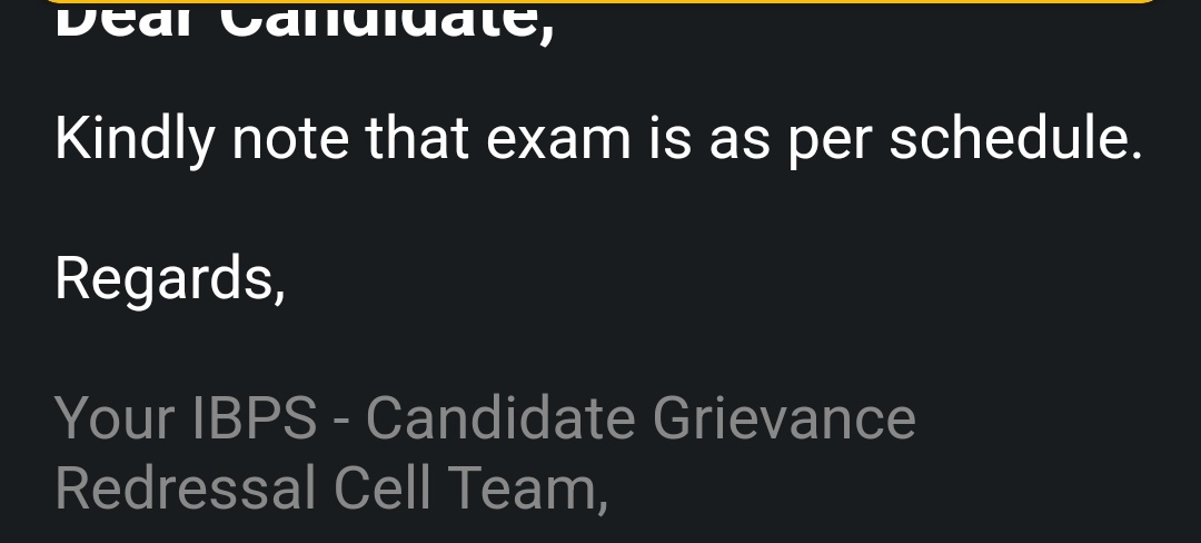 Kushulu6's tweet photo. I've approached IBPS Through candidate grievance regarding sleepless COVID cases in our area, and they replied with this.
I really don't understand,why IBPS is so keen to conduct exam with more than 85k people gathering at exam centers.
#IBPS_PO_POSTPONE https://t.co/l5XHUstext