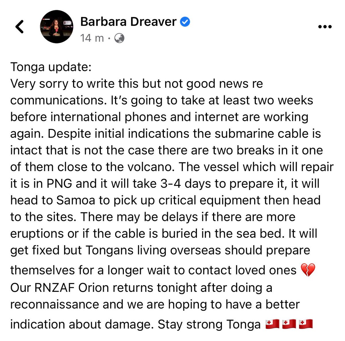 ColinLangilangi's tweet photo. TONGA LATEST UPDATE:
Re Communications - For us overseas, it looks like the wait’s gonna be a long one🙏
#tonga #prayfortonga https://t.co/QHQ6849Xq0