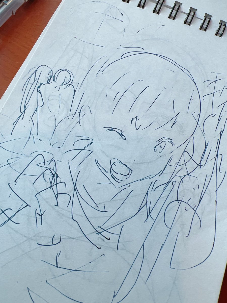ハルちゃん4巻のラフ案(提出用に整える前)と、特典キーホルダーのロゴの習作ですね…興がのって、チバのとスモーブのロゴみたいな落書きありますね…スモーブぽいやつかわいいな… 