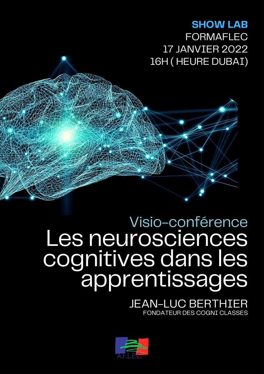 MMalifarges's tweet photo. A ne pas manquer, aujourd'hui, les #neurosciencescognitives à l'honneur pour débuter les #showlab de cette nouvelle année avec #formaflec Merci à Jean-Luc Berthier pour cette conférence @LfiDubai @ReseauAFLEC @mlfmonde @BerthierBonfig2 #cogniclasses https://t.co/xCbsVmR4dr https://t.co/4OzCXntDer