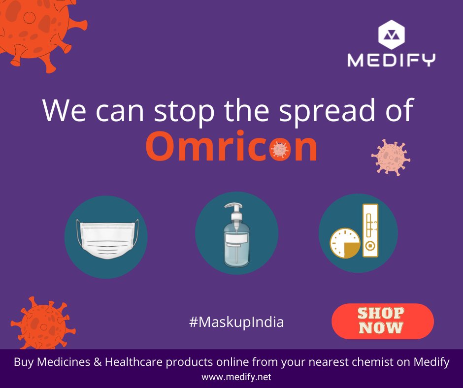 MedifyNexus's tweet photo. With the Omicron chart showing spikes, ensure to take the best preventive measures when stepping out of your house. Shop online for Healthcare products from your nearby chemist, through the Medify App https://t.co/8RN8OpvyaH
#Medify #ordermedicinesonline
#rapidantigentest https://t.co/O1yWtyYzvF