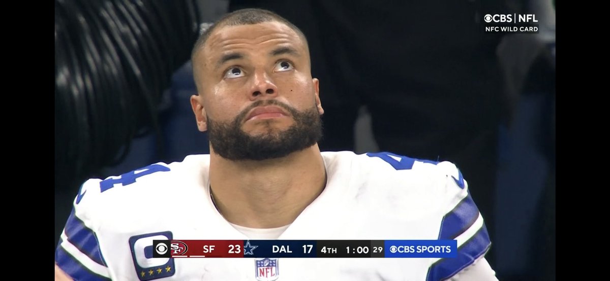 muumidou's tweet photo. #aderinNFL 121/WC #SFDAL
側から見てる分には面白かったが両方のファンには命が縮まるような試合だっただろうな。3Qまでは7-23でSFが圧倒、4QにDALがINTからモメンタム。最後も数インチで試合は繋がりヘイルメリーシチュエーションに謎にダクが走り時間切れという釈然としないが49win.このPO初のupset https://t.co/FIDQe9qKtS