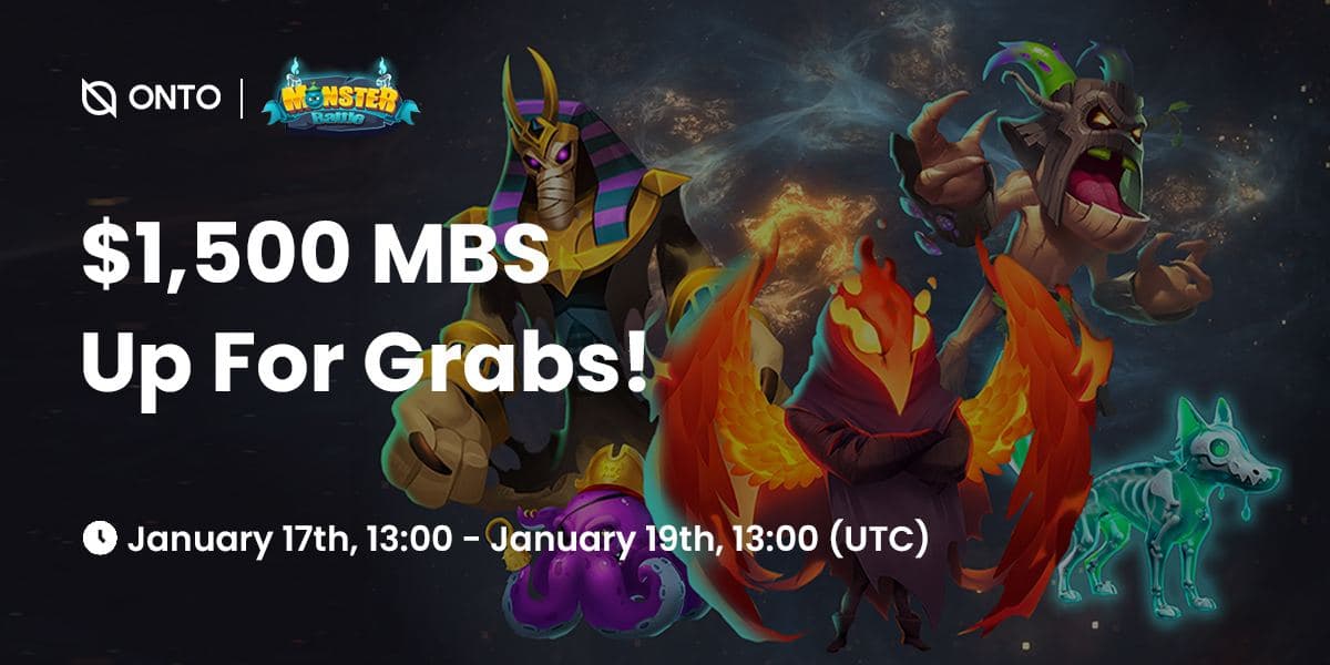 Get ready for another #ONTOgiveaway! 💰💰💰

$1,500 worth of $MBS up for grabs, courtesy of @MonsterBattle1, the first #TCG #GameFi project on #BSC! 👏

Complete all Gleam tasks for a chance to share the REWARDS! 🤑

Join the battle now 👇 
gleam.io/sYhLi/onto-tea…