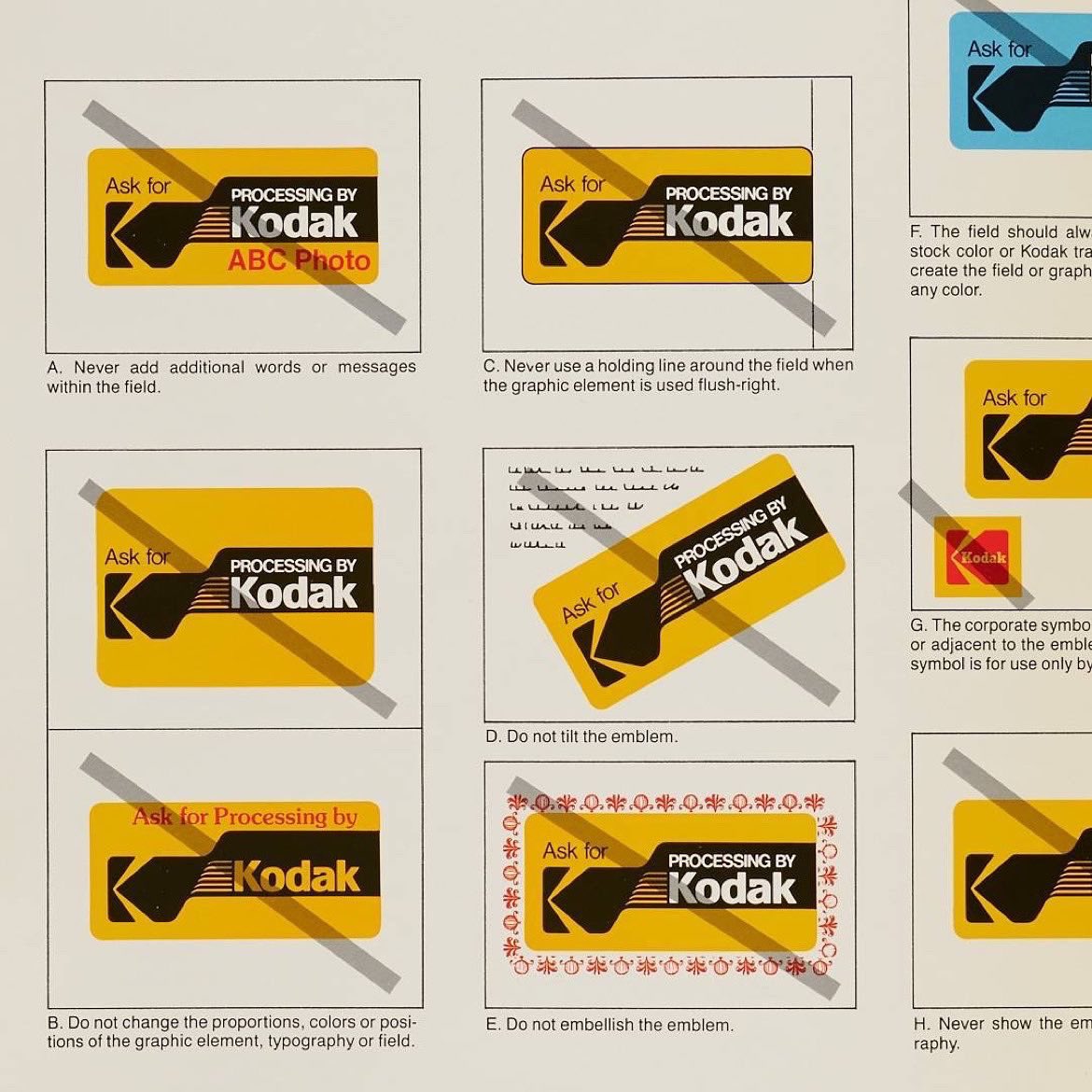 Lett_Arc's tweet photo. Eastman Kodak Company Corporate Identification Manual, ca. 1980s. Logo design by C. Peter Oestrich. With gratitude to Dennis Y. Ichiyama for the generous donation of his identity manual collection. https://t.co/1PZEqIL1Pi