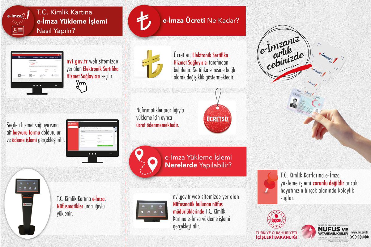 TCNufus's tweet photo. Hayat Kimliğinle Kolay uygulamasının ikinci adımı e-İmza ile;

✅Kamu işlemlerinizde kırtasiyeciliğin azaltılması

✅Bankacılık, noterlik, hukuk, sağlık gibi alanlarda hızlı, güvenli işlem yapılması 

✅Zaman ve maliyet tasarrufu
 sağlanmaktadır. 

#HayatınızınHerAnında https://t.co/NTpKwtVJqZ
