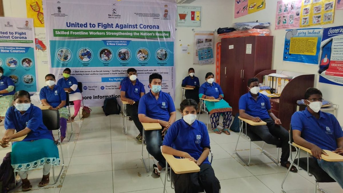 LearnetSkills's tweet photo. "Young frontline warriors are getting ready to fight against the pandemic as part of their #covid crash course under #Skill India #Skill4HealthyIndia #Skill4Jobs #Skill4NewIndia 
@NSDCINDIA 
@HSSC_India https://t.co/tyaBNCootI
