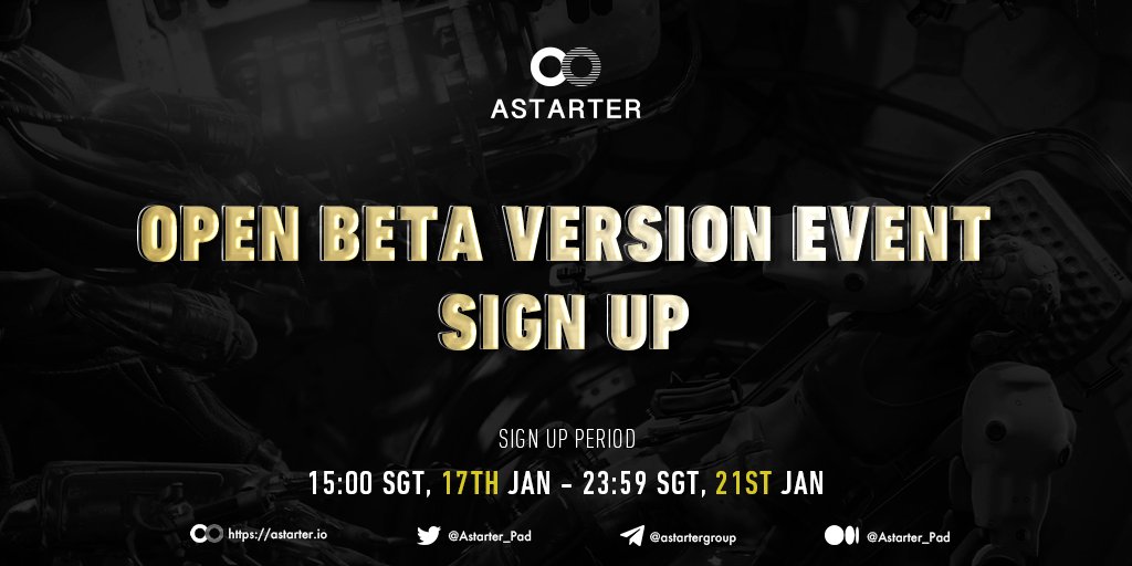 #Astarter Open Beta Version
🌏SIGN-UP Opens NOW!
🙋‍♂️Show me your hands if you're there!

To get started:
1⃣Fill out the form: forms.gle/UUs4bWs2FrzZRY…
2⃣Join our Telegram Group: t.me/astartergroup
3⃣Follow our Twitter: @Astarter_Pad
4⃣Retweet this tweet
#EMURGO #Cardano #ADA