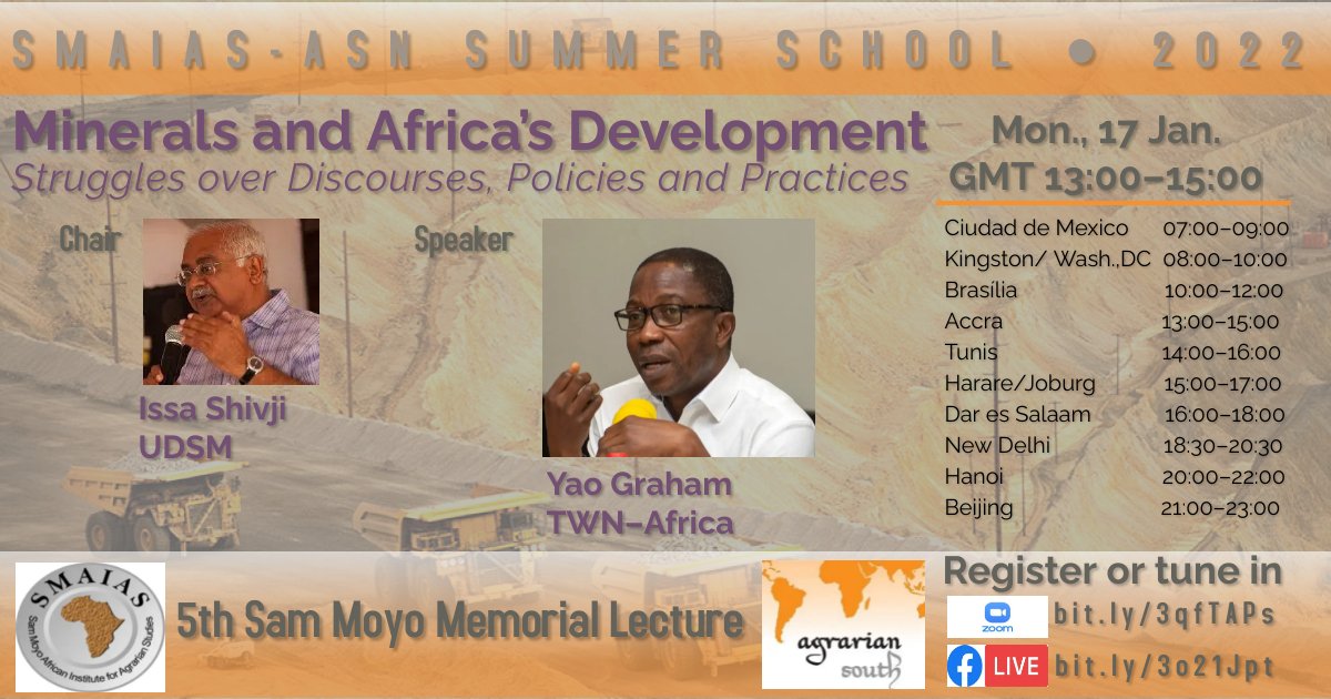 AIAS_trust's tweet photo. The Summer School kicks off today with a #5thSamMoyoMemorialLecure to be delivered by Dr.Yao Graham. Today's will be chaired by Mwalimu #IssaShivji 
Time: GMT 13:00-15:00 
Registration link  https://t.co/fs7XqLuxiH
Facebook live: https://t.co/SRArpH5Lo6 https://t.co/ThI6hPY5ez