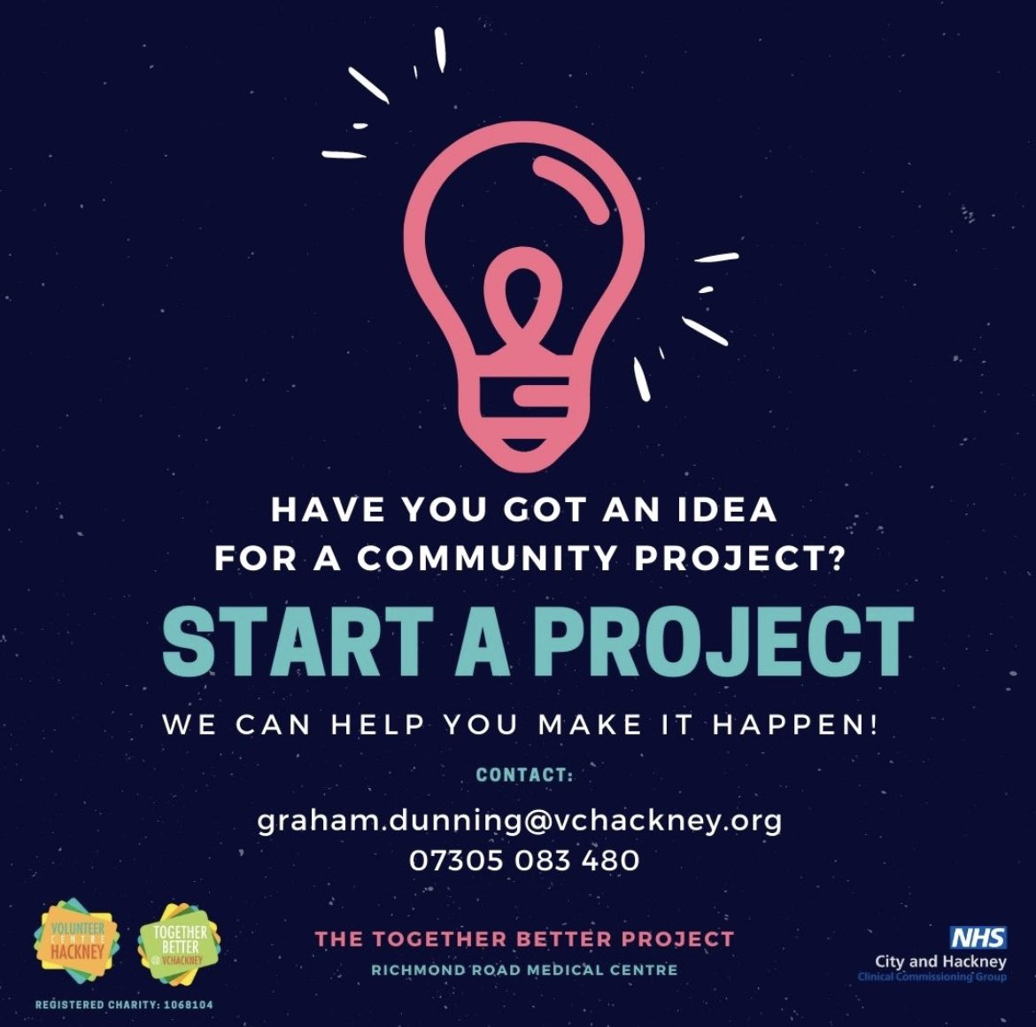RichmondroadMC's tweet photo. We are so excited about the launch of our #STARTAPROJECT Campaign here at Richmond Road in collaboration with the wonderful @VCHackney ! ✨
Do you have a skill or idea you that want to share with our RRMC community?
Contact our Project Lead Graham today!
#StartAProject
#RRMC https://t.co/Y3b8LHPK8l