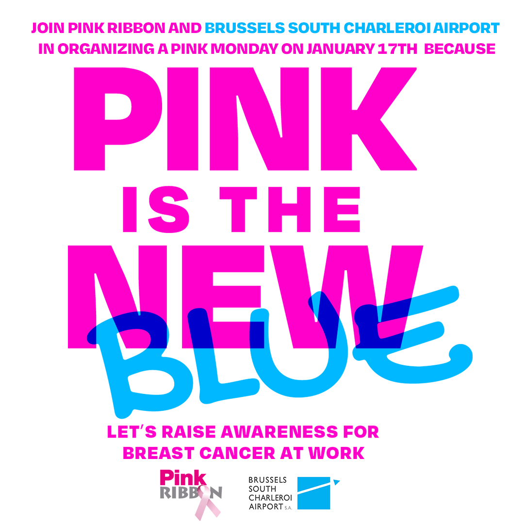 Charleroi Airport (@crl_airport) on Twitter photo Let's turn January 17th or Blue Monday into a hopeful Pink Monday!
Because it is important to talk about it anywhere, anytime, <a href="/CRL_Airport/">Charleroi Airport</a> supports <a href="/PinkRibbonBE/">Pink Ribbon Belgium</a>.
More info:
--> pink-ribbon.be/fr/
--> pink-ribbon.be/fr/pink-monday Let's turn January 17th or Blue Monday into a hopeful Pink Monday!
Because it is important to talk about it anywhere, anytime, <a href="/CRL_Airport/">Charleroi Airport</a> supports <a href="/PinkRibbonBE/">Pink Ribbon Belgium</a>.
More info:
--> pink-ribbon.be/fr/
--> pink-ribbon.be/fr/pink-monday