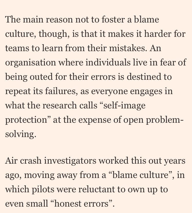 AmyCEdmondson's tweet photo. Oh how I love this, from @andrewtghill on #blameculture. 

Publicly blaming one’s staff is not only utterly classless, it also shuts off the chance to learn from errors. 

#Learnfromfailure

https://t.co/8fzL4OvoMK https://t.co/W6WglxKuW7