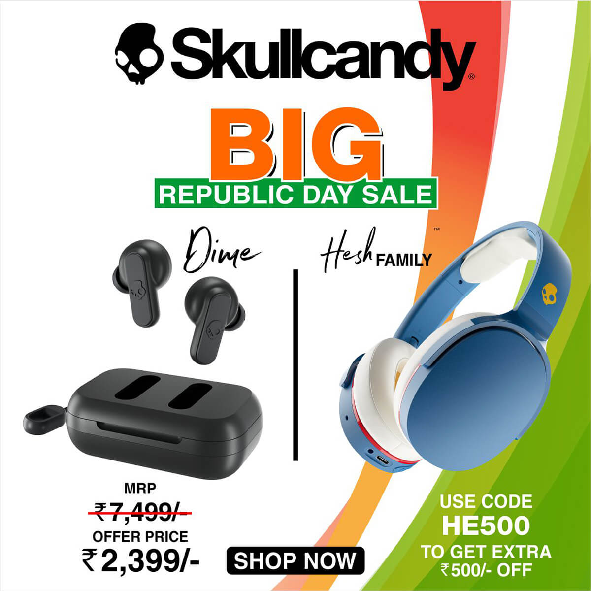 تويتر \ Skullcandy India على تويتر: "Skullcandy Big Republic Day Sale. Free  Shipping and Gift Wrapping Available. Shop Now: https://t.co/bEKSF9jrbd  #RepublicDay #Sale #Gifts #Offers https://t.co/eqaFz9Mv0y"