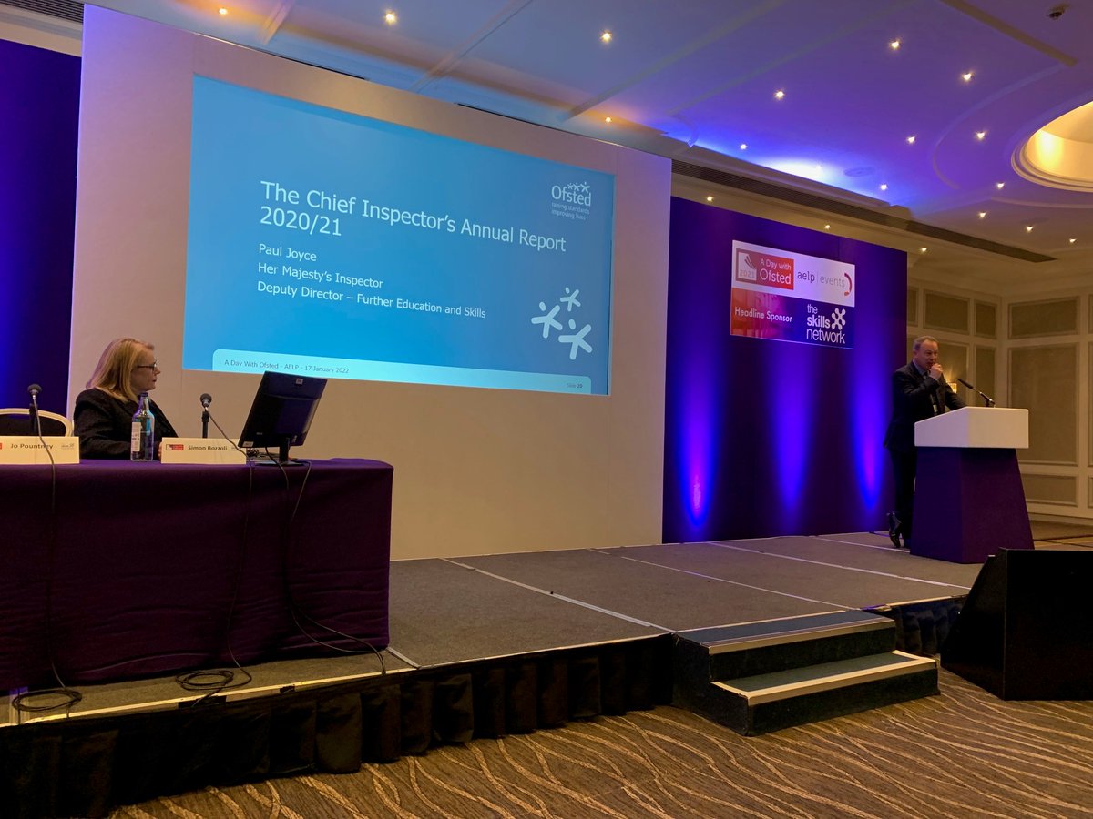 AELPUK's tweet photo. Paul Joyce @Ofstednews is reviewing CIAR 20/21. Paul highlights the disruption to teaching & assessment and the digital divide that many learners have faced. Paul says providers worked "exceptionally hard" to ensure continuity & should be "very proud" of their efforts #aelpOfsted https://t.co/asei50QhNg