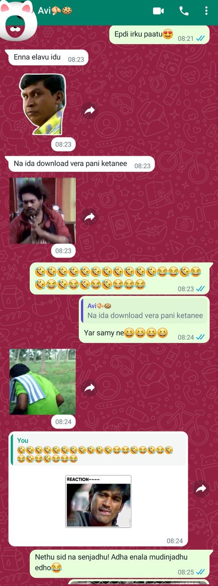 amycreationnss's tweet photo. Edho enala mudinjadhu neyy😂 @sidmax5 ! Unga anthem ku reach qh pathengala😂!

@aviiedits I can't ley with you😂🤣🏃‍♀️! #RandomPaadals https://t.co/h2GxTTP1sA