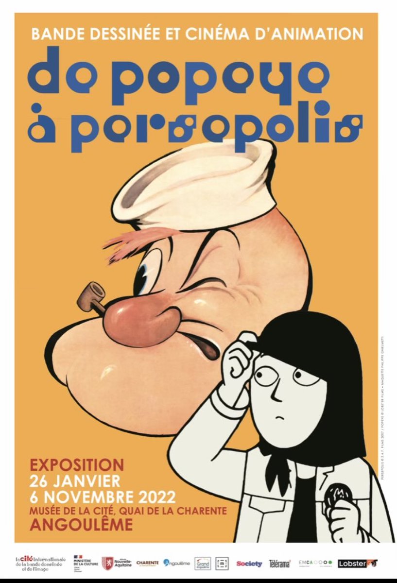 PLungheretti's tweet photo. 🤩 A partir du 26 janvier, l’#exposition « De Popeye à Persépolis » au musée de la @CiteBd explore les liens étroits entre #BD et #animation. Expo labellisée d’intérêt national par le @MinistereCC 🥳 #CiteBD 
#popeye #Angoulême @CCIcharente @ALCA_NAquitaine @jaimeangouleme https://t.co/f2BuZ4droE