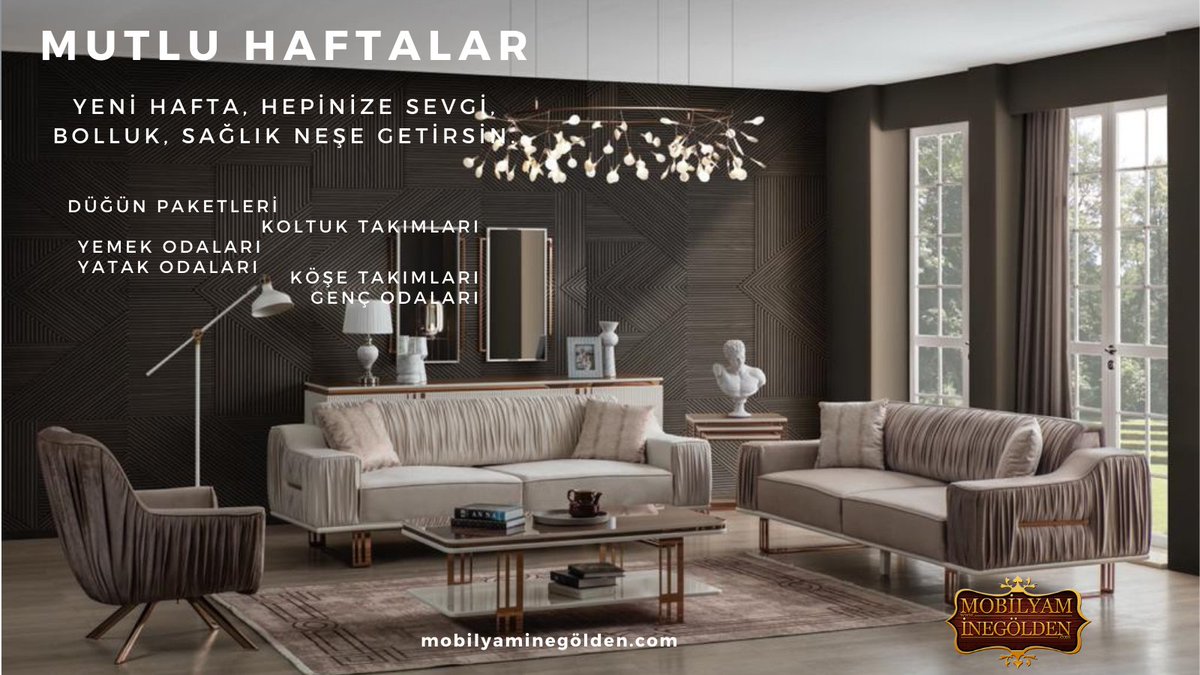 Mutlu Haftalar
Yeni hafta, hepinize sevgi, bolluk, sağlık ve neşe getirsin.
Modernliğini gözler önüne sererken konforu da elden bırakmayın.💫 çeşitlerimizi keşfetmeniz için sizi mobilyaminegolden.com adresine bekliyoruz!
#mobilya  #İnegöl #yatakodası #mutfak #gençodası #ahşap