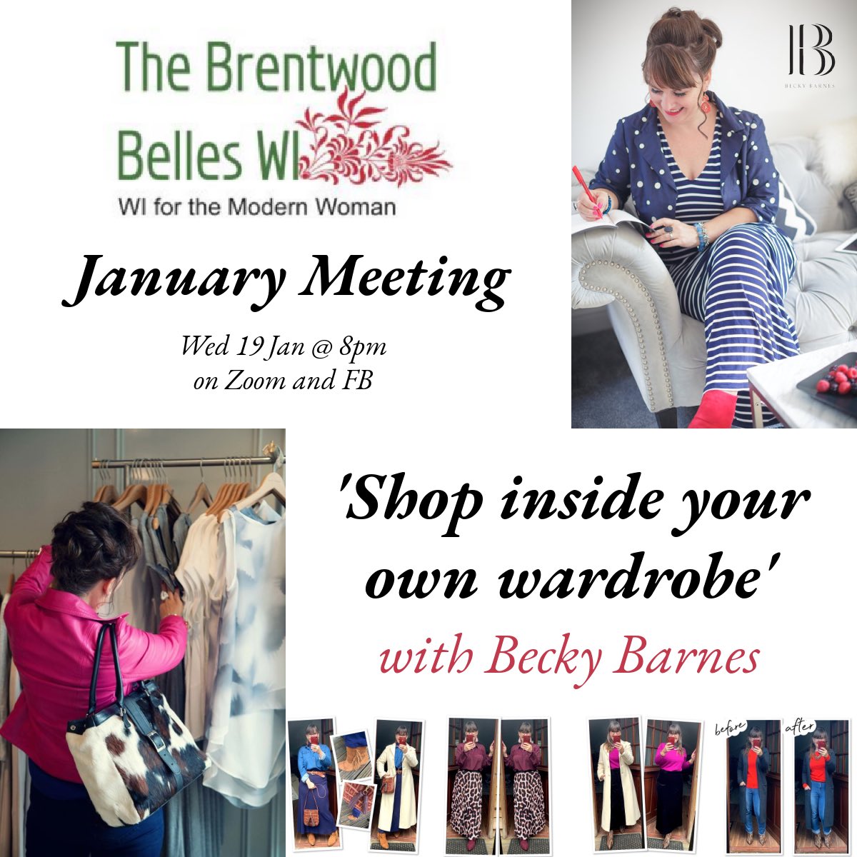 brentwoodbelles's tweet photo. It’s our meeting week! 🥳

We’ve changed our plans and will now be meeting on Zoom and Facebook, with our reasons outlined via email over the weekend.

However, we’re super excited about our speaker, @beckybarnestyle, who will be showing us how to shop inside our own wardrobes! https://t.co/SpsnuvLMpi