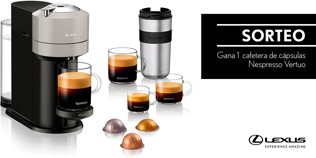 LexusSpain's tweet photo. SORTEO | Haz RT y consigue 1 cafetera de cápsulas Nespresso Vertuo de #LexusUtility Bases Legales: https://t.co/k0cpnsZDQY https://t.co/0SEJ7Mxy6I
