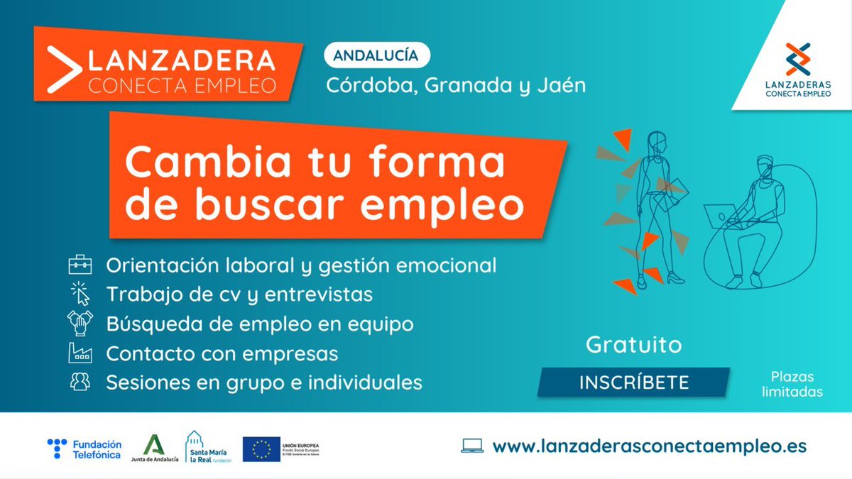 SAEmpleo's tweet photo. 🔝Abierta la inscripción, hasta el próximo 24 de enero, para tres nuevas Lanzaderas Conecta Empleo en #Córdoba, #Granada y #Jaén. Para participar en este programa gratuito, inscríbete en https://t.co/E4DCR82Jb8 Más info ⏯ https://t.co/ODYIszHSZ3 https://t.co/AZWtiEOxbP