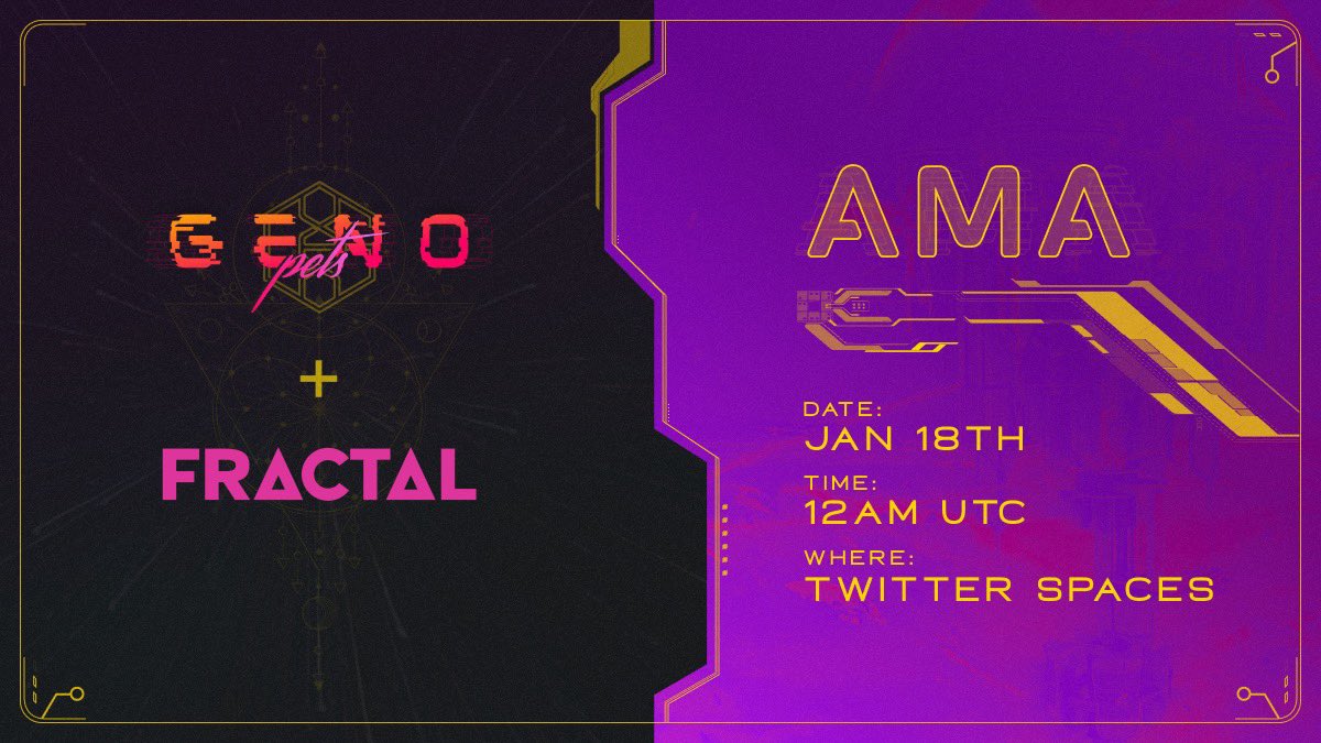 genopets's tweet photo. Tune in to chat #Genopets private beta and #FractalNFTs with @justinkan @fractalwagmi on #TwitterSpaces 

https://t.co/ItmXueJIEp https://t.co/T5RpeJt16I