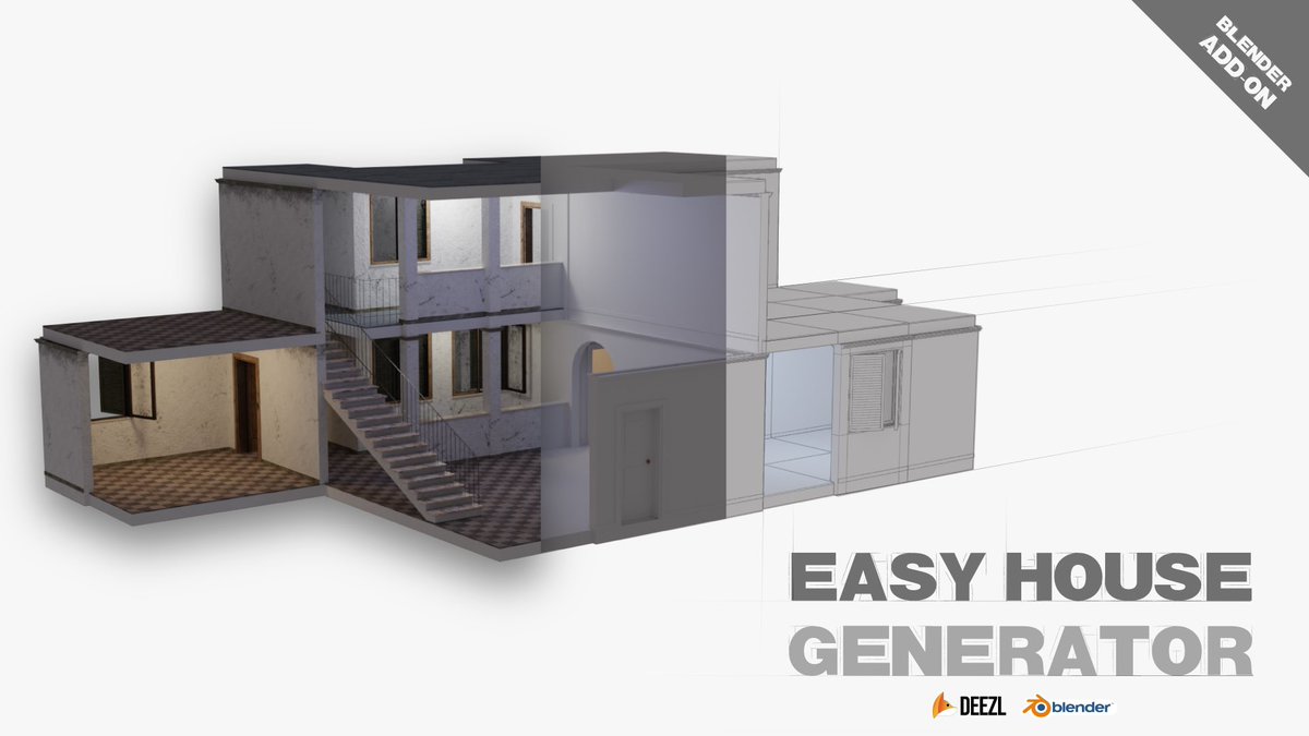 DeezlStudios's tweet photo. Easy House Generator - Blender Add-on
Create interiors in minutes. #b3d #deezlstudios #blender3d

https://t.co/Q3A14MTr4u… https://t.co/MfXOwqts5q