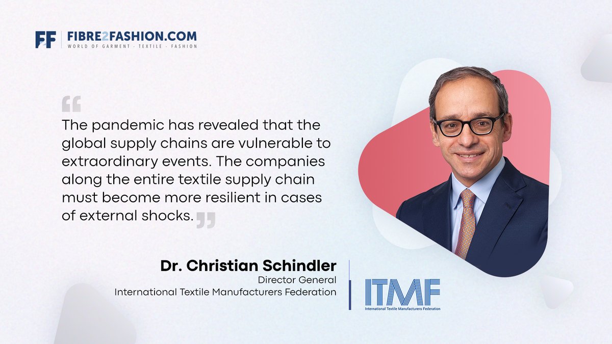 fibre2fashion's tweet photo. In a discussion with @fibre2fashion , #ITMF Director General Dr. Christian Philipp Schindler talks about challenges and expectations for #textile & #apparelindustry in 2022
https://t.co/HqodsuhgU7
#Textile #Traceability #Fashion #Interview #ITMF #Valuechain #F2Finterview https://t.co/9Seh2AivE6