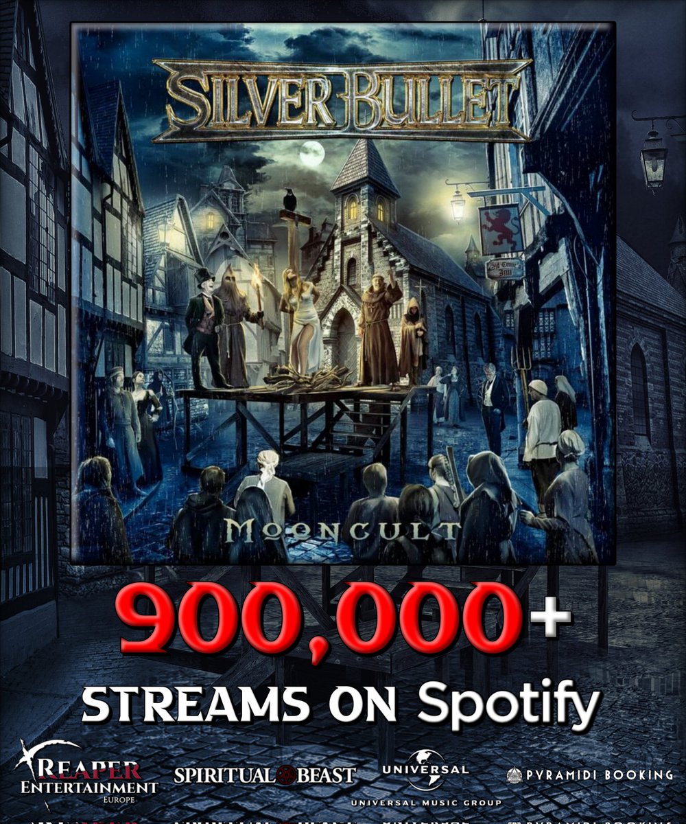 Silverbulletoff's tweet photo. Bulletheads!💥 Our latest album has reached over 900,000 streams on Spotify!🤯 Huge thanks to all of you for listening our songs! 🤘😍🤘

@ReaperEntertain
@spiritualbeast
@UMG_News

#silverbullet #mooncult #spotify #900k #streams #heavymetal #powermetal #jointhecult #bulletheads https://t.co/0768DxxpmE