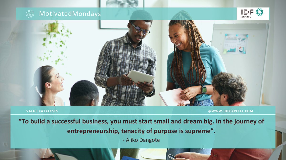 IDF_Capital's tweet photo. Never underestimate the power of small beginnings. A minimum viable product is a valuable product. At IDF Capital we provide financial and non-financial solutions to add value to your entrepreneurial journey. Visit https://t.co/Jxt5VCtXDU
#MondayMotivation #ValueCatalysts #IDF https://t.co/toMQfUCoSL
