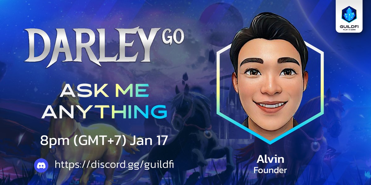 theZentzei's tweet photo. For all the fans of @DarleyGo_io, we've got something exciting for you!🎉🥳

We are hosting an AMA with Alvin, @DarleyGo_io's founder tonight, 17th January 2022, at 8pm GMT + 7! ⌛️⏲️

It will be hosted on https://t.co/raQ7UDjLHB - so get your questions ready! 

See you there! https://t.co/aUIVdwldWP