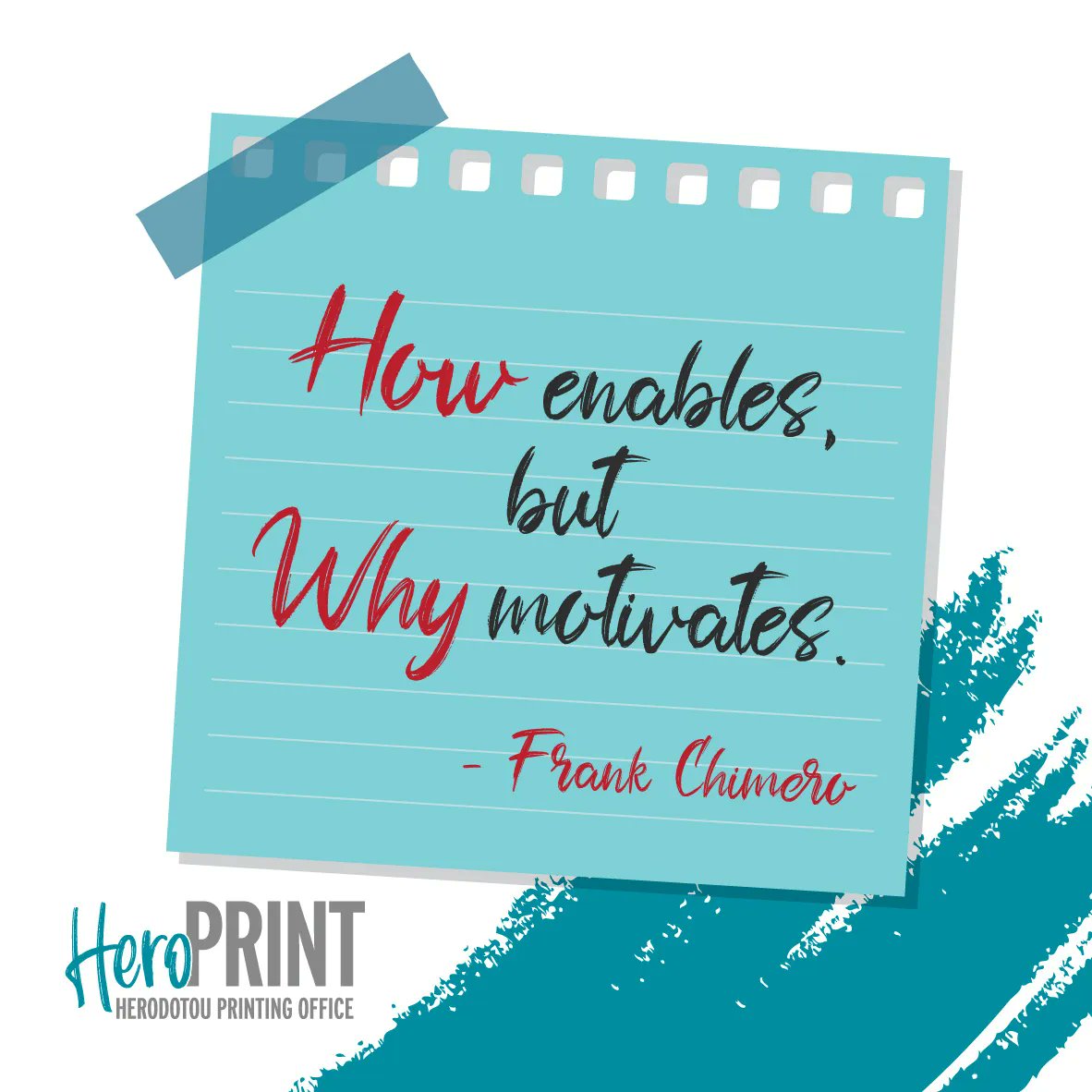 #QuoteofTheDay
“How enables, but Why motivates.”
- Frank Chimero

#Printing #CMYK #Color #ColorPrinting #DigitalPrinting #OffsetPrinting #Limassol #Cyprus #Herodotou #HerodotouPrintingOffice #HeroPrint
