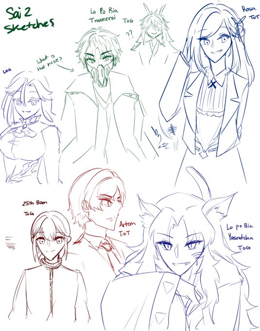 Its not as bad as when I use CSP LMFAOO This SAI2 is easier to adjust after using SAI for so long dsflsd just gotta get use to new pen sensitivity feeling and go from there

Heres a few Tears of Themis and Tower of God doodles!! Oh and Lua on the side😂 