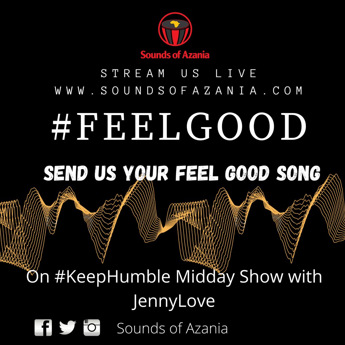 soundsofazania's tweet photo. What's your Monday feel Good song . Will definitely play it for you to make you feel better #KeepHumble with JennyLove
Stream us live https://t.co/CJ8a7d9Kj0 #soundsofazania #soulofafrica https://t.co/X5pcWhEooB