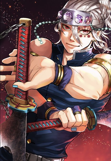 マツモトシィマさんがTwitterに投稿した宇髄天元(鬼滅の刃)のイラスト。