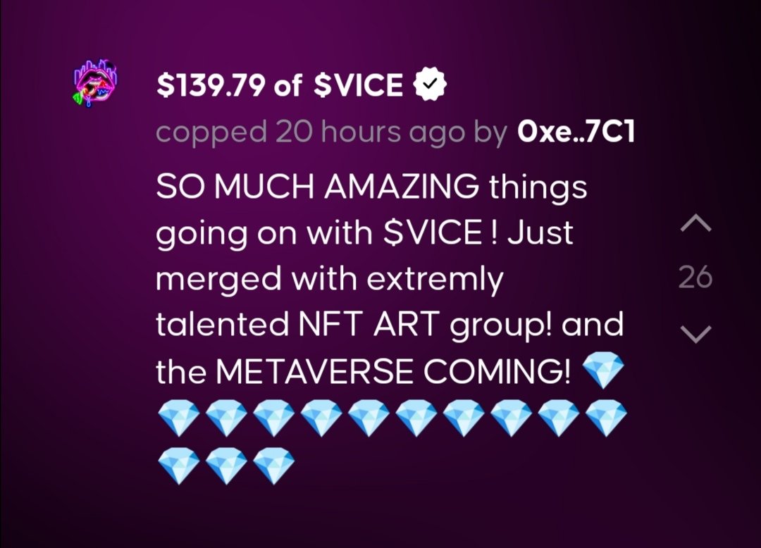 Itsbuzzingflooz's tweet photo. Ohhh yeah baby it's @vicewrld_ again, 2nd day in a row! #binance #buzzoftheday 🐝🐝🐝! Your community is just 🔥. But your competitors aren't sleeping!

🥇 $vice @vicewrld_
🥈 @PIXLCoin $PIXL
🥉 @ShitCoin69 #shitcoin

Buy and buzz here:
https://t.co/GkSoVdprRi https://t.co/tB6k7DcLjj