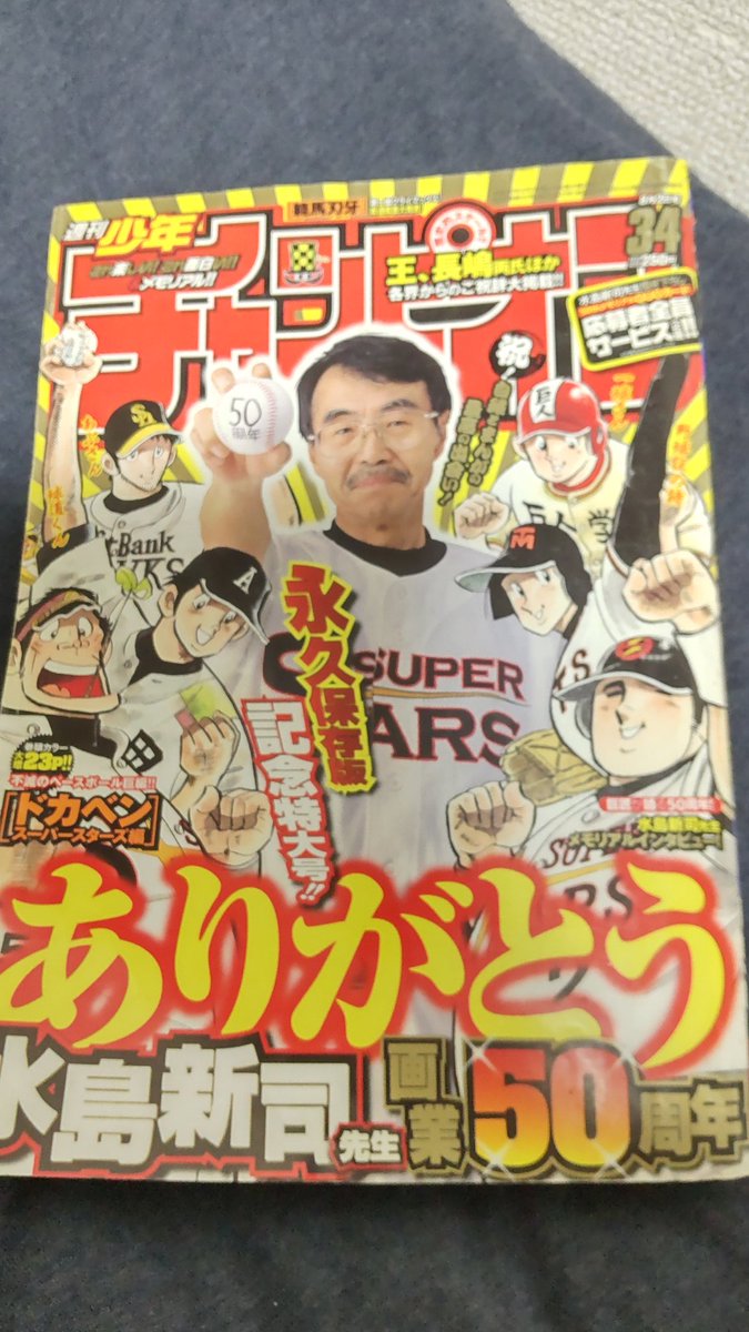 70を越えても週刊少年誌で連載をしていた作家は多分今の所は水島新司先生だけだと思います。
ついこの間までチャンピオンでの連載をされていたのに…哀しいです。
本当に残念でなりません。
合掌。 