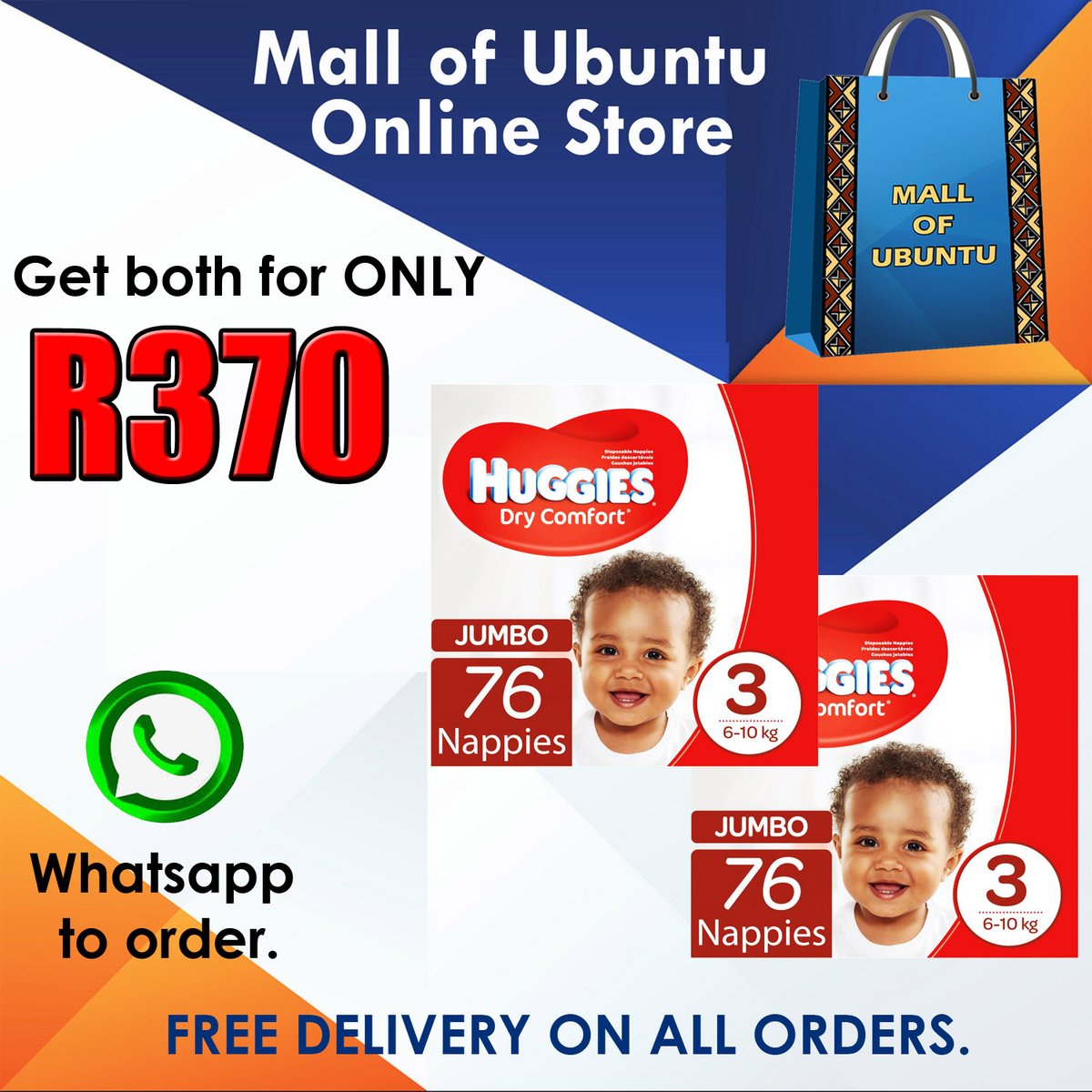 mallofubuntu's tweet photo. There's no pricing error! Being a parent is ablessing, get yourself a month's supply for under R400 #FreeDelivery #CashOnDelivery Just try chat shopping for a change.... https://t.co/BlWH1DzcjJ