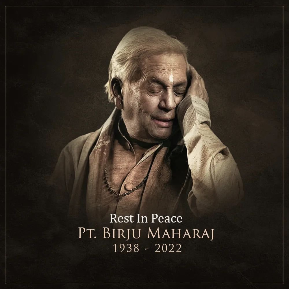 NimratOfficial's tweet photo. The end of an era. An indispensable loss to our heritage and country. Deepest condolences to all his loved ones… there simply won’t be another. #RIPPanditBirjuMaharaj https://t.co/QLaQtfv6tW